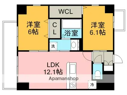 エスペランサ泉(2LDK/3階)の間取り写真