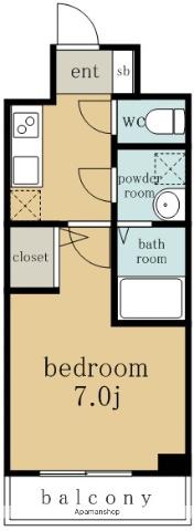 オーキッドレジデンス鶴舞(1K/13階)の間取り写真