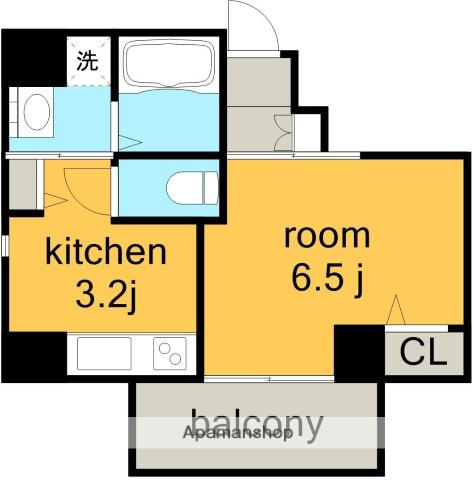 セレニティー名駅西(1K/5階)の間取り写真