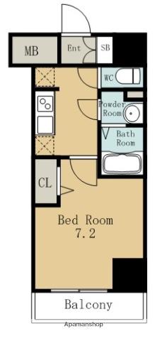 プレサンス久屋大通公園セラフィ(1K/2階)の間取り写真