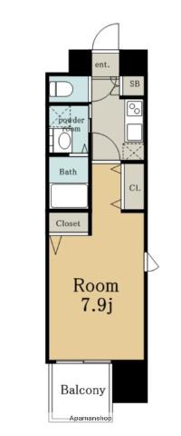 パルティール中村公園(1K/7階)の間取り写真