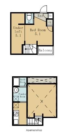 カーサ9名駅(1K/2階)の間取り写真