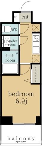 プレサンス広小路通葵(1K/13階)の間取り写真