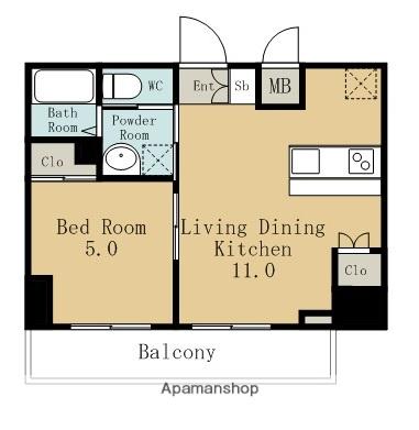 ロータス本陣通(1LDK/4階)の間取り写真