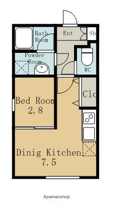 BRAVE亀島本陣(1DK/1階)の間取り写真