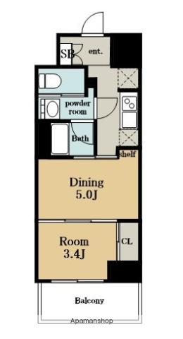 パークアクシス名古屋山王橋(1DK/9階)の間取り写真
