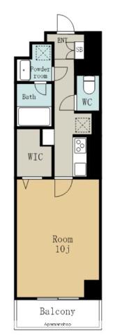 アロームドゥジョア(1K/4階)の間取り写真