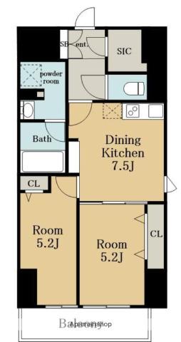 パークアクシス新栄(2DK/7階)の間取り写真