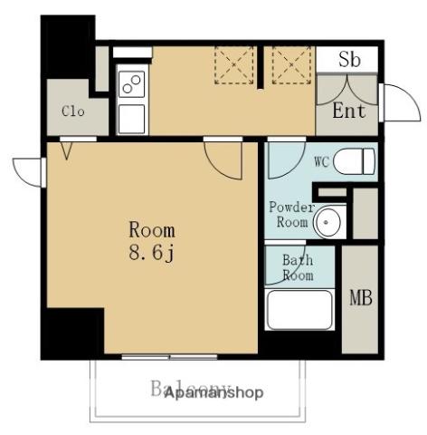 パークアクシス新栄(1K/9階)の間取り写真