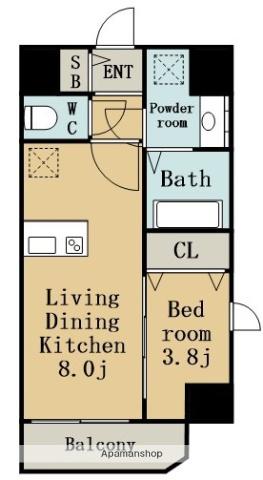 メイクス城西RESIDENCE(1LDK/3階)の間取り写真