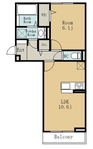 D-ROOM名駅 A棟(1LDK/3階)の間取り写真