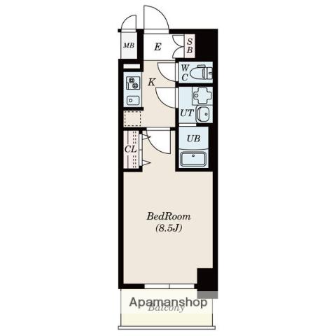 S-RESIDENCE金山ウエスト(1K/5階)の間取り写真