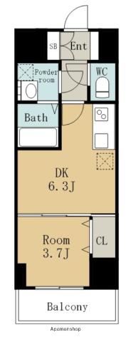 エスリードレジデンス東別院マークス(1DK/4階)の間取り写真