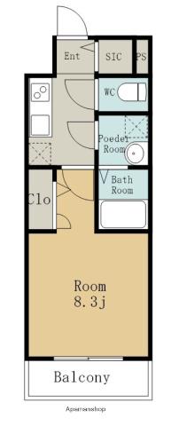 エスリード上前津LIVIA(1K/8階)の間取り写真