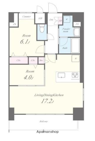 ウィステリアフロリバンダ(2LDK/12階)の間取り写真