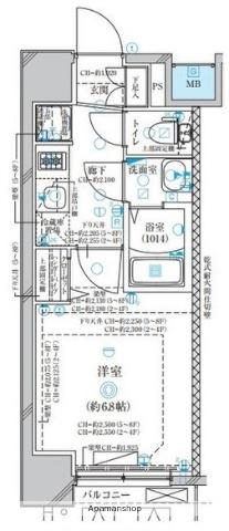 ディアレイシャス名古屋太閤通Ⅱ(1K/3階)の間取り写真