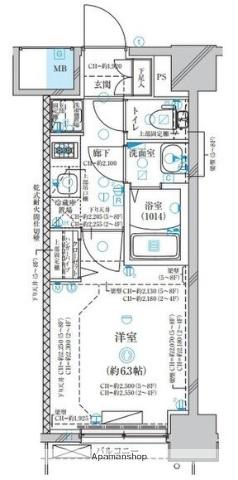 ディアレイシャス名古屋太閤通Ⅱ(1K/8階)の間取り写真