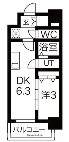 メイクスWアート名駅南Ⅲ(1DK/7階)の間取り写真