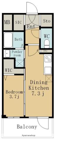 エステムコート名古屋TWIN イースト(1DK/2階)の間取り写真