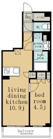 プレサンス名駅南ブリエ(1LDK/4階)の間取り写真