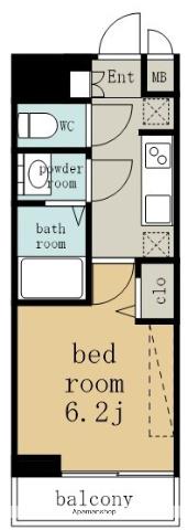 プレサンス名古屋ルクソリア(1K/4階)の間取り写真