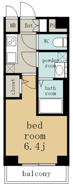 エスリード鶴舞グランパークス(1K/13階)の間取り写真