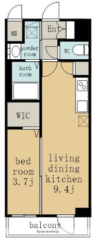 エステムコート名古屋TWIN ウエスト(1LDK/9階)の間取り写真