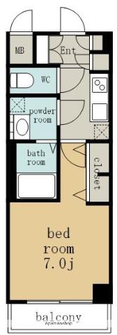 エステムコート名古屋TWIN ウエスト(1K/14階)の間取り写真