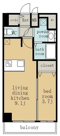 プレサンス上前津ディアシス(1LDK/12階)の間取り写真