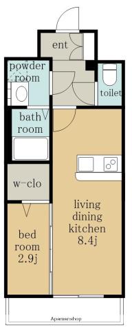 エスリード名古屋サザンプレイス(1LDK/2階)の間取り写真