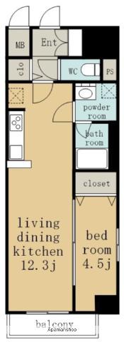 ファンファーレKOGANE(1LDK/2階)の間取り写真