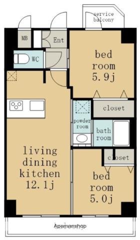 S-RESIDENCE高岳ARDENT(2LDK/7階)の間取り写真