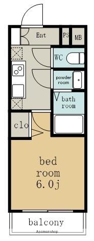 メイクスアート新栄Ⅲ(1K/2階)の間取り写真