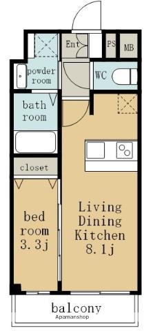 メイクスアート新栄Ⅲ(1LDK/12階)の間取り写真