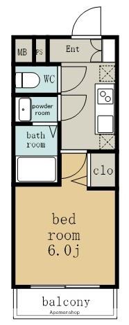 メイクスアート新栄Ⅲ(1K/2階)の間取り写真