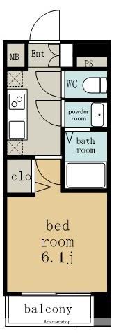 メイクスアート新栄Ⅲ(1K/2階)の間取り写真
