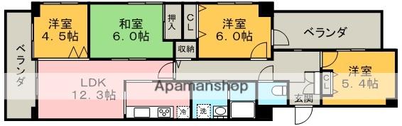 バンベール金山(4LDK/3階)の間取り写真