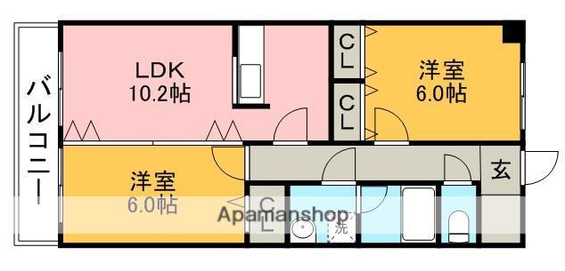 プリミエール如意申(2LDK/2階)の間取り写真