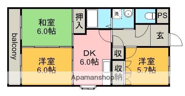ラ メゾンファミーユ(2LDK/2階)の間取り写真