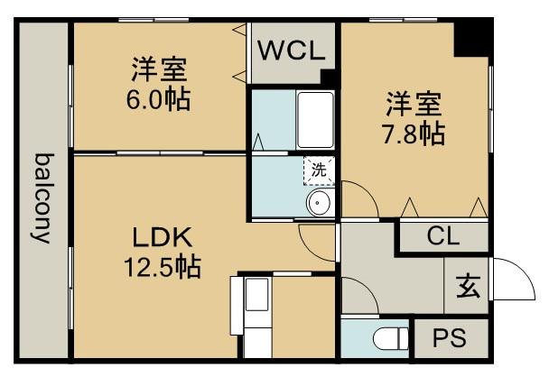パークサイドK2(2LDK/3階)の間取り写真
