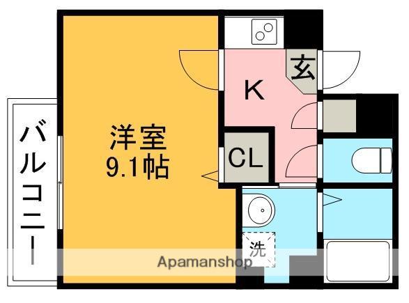 シェリー(1K/4階)の間取り写真