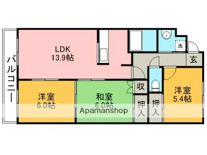 クレスト広田(3LDK/2階)の間取り写真