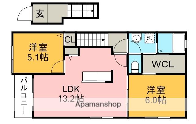 ルピナスⅠ(2LDK/2階)の間取り写真