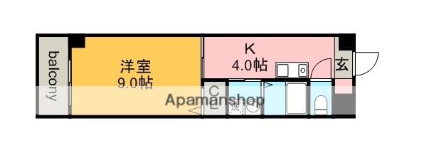 クレセール(1DK/3階)の間取り写真