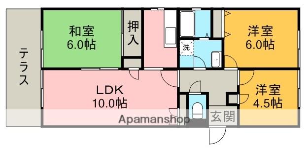 ハウスメイ(3LDK/1階)の間取り写真