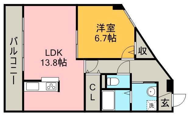 ヴィンヤード(1LDK/2階)の間取り写真