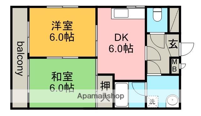 エルグランデ味美(2DK/4階)の間取り写真