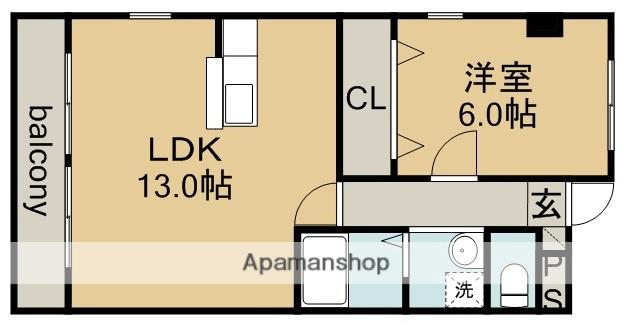 ファミール如意申(1LDK/2階)の間取り写真