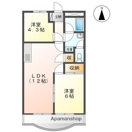 リバティハイツ朝宮(2LDK/3階)の間取り写真