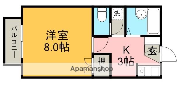 ファミール堀部Ⅲ A棟(1K/1階)の間取り写真